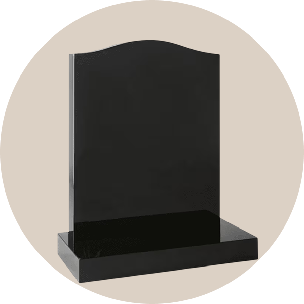 black granite ogee headstone